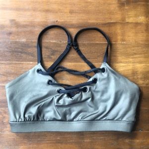 Army green lace up sports bra